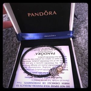 Pandora black leather braided bracelet